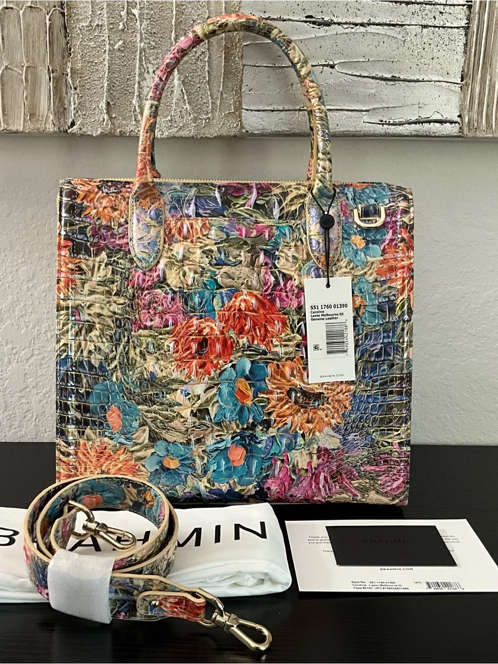 Brahmin Lg. Caroline LASSO MELBOURNE DI Floral Leather W/Eye NWT